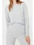 Kadın Moda Şık Bisiklet Yaka Geniş Paça Uzun Kol Lastikli Fitilli Örme Pijama Takımı 4
