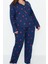 Tarz Rahat Büyük Beden Uzun Kollu Geniş Paça Kalpli Örme Pijama Takımı 1