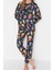 Kadın Moda Şık Bisiklet Yaka Boru Paça Uzun Kol Nakışlı Desenli Sweatshirt-Jogger Örme Pijama Takımı 2