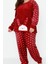 Tarz Rahat Büyük Beden Uzun Kollu Dar Paça Kalpli Polar Örme Pijama Takımı 1