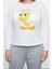 Tarz Rahat Büyük Beden Uzun Kollu Boru Paça Tweety Örme Pijama Takımı 3