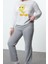 Tarz Rahat Büyük Beden Uzun Kollu Boru Paça Tweety Örme Pijama Takımı 4