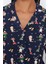 Tarz Rahat Uzun Kollu Boru Paça Pamuk Penguen Desenli Kış Temalı Örme Pijama Takımı 2