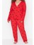 Tarz Rahat Büyük Beden Uzun Kollu Geniş Paça Kalpli Örme Pijama Takımı 1