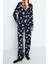 Tarz Rahat Uzun Kollu Boru Paça Pamuk Galaksi Desenli Gömlek-Pantolon Pijama Takımı 1