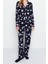 Tarz Rahat Uzun Kollu Boru Paça Pamuk Galaksi Desenli Gömlek-Pantolon Pijama Takımı 4