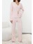 Tarz Rahat Uzun Kollu Boru Paça Fırçalı Soft Fitilli Hırka Örme Pijama Takımı 3