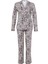 Tarz Rahat Uzun Kollu Boru Paça Leopar Desenli Kurdele Fiyonklu Biyeli Gömlek Pantolon Pijama Takımı 4