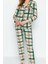 Tarz Rahat Uzun Kollu Boru Paça Nakışlı Ekoseli Polar Kışlık Örme Pijama Takımı 4