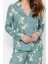 Tarz Rahat Uzun Kollu Boru Paça Tavşan Desenli Viskon Dokuma Pijama Takımı 3