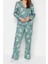 Tarz Rahat Uzun Kollu Boru Paça Tavşan Desenli Viskon Dokuma Pijama Takımı 4