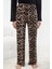 Tarz Rahat Uzun Kollu Geniş Paça Pamuklu Leopar Desenli Örme Pijama Takımı 2