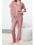 Tarz Rahat Kısa Kollu Boru Paça Kalpli Örme Pijama Takımı 1