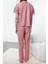 Tarz Rahat Kısa Kollu Boru Paça Kalpli Örme Pijama Takımı 5