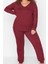 Tarz Rahat Büyük Beden Uzun Kollu Geniş Paça Süprem Örme Pijama Takımı 1