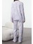 Tarz Rahat Uzun Kollu Boru Paça Tavşan Desenli Viskon Anne Kız Dokuma Pijama Takımı 2