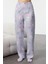 Tarz Rahat Uzun Kollu Boru Paça Tavşan Desenli Viskon Anne Kız Dokuma Pijama Takımı 3