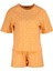 Tarz Rahat Kısa Kollu Boru Paça Pamuklu Kalp Desenli T-Shirt-Şort Örme Pijama Takımı 4