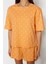 Tarz Rahat Kısa Kollu Boru Paça Pamuklu Kalp Desenli T-Shirt-Şort Örme Pijama Takımı 5