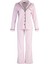 Tarz Rahat Uzun Kollu Geniş Paça Pamuklu Çizgili Biyeli Örme Pijama Takımı 4