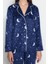 Tarz Rahat Uzun Kollu Boru Paça Ay Desenli Polar Kışlık Örme Pijama Takımı 2