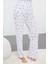 Tarz Rahat Uzun Kollu Boru Paça Pamuklu Çiçekli Ajurlu Delikli Fitilli Örme Pijama Takımı 3