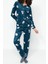 Tarz Rahat Uzun Kollu Boru Paça Penguen Desenli Polar Kışlık Örme Pijama Takımı 4