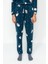 Tarz Rahat Uzun Kollu Boru Paça Penguen Desenli Polar Kışlık Örme Pijama Takımı 5