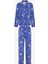 Çiçek Baskılı Saks Mavisi Gömlek Pantolon Pijama Takımı 1