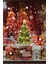 Renkli Çam Ağacı Yıldızlar ve Kar Tanesi Stickerları, 50x33cm, Yılbaşı Süsleri 1