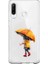 Huawei P30 Lite Uyumlu Sarı Şemsiyeli Kız Desenli Silikon Kılıf 1