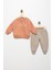 Erkek Bebek Kiremit 12 Ay Pamuklu Şardonlu 3 Ip Sweatshırt Jogger Takım 1