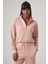 Nely Pudra Relaxed Fit Dik Yaka Fermuar Detaylı Sweatshirt 1