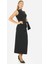 Degaje Yaka Aksesuarlı Aller Detaylı Uzun Elbise 3