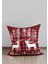 Kırmızı ekose süet kırlent kılıfı, yılbaşı temalı, şık ve rahat dekorasyon ürünü 3