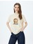 Köpek Baskılı Kısa Kollu Bisiklet Yaka T-Shirt 1