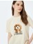 Köpek Baskılı Kısa Kollu Bisiklet Yaka T-Shirt 2