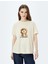 Köpek Baskılı Kısa Kollu Bisiklet Yaka T-Shirt 3