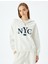 Yarım Fermuarlı Baskılı Oversize Kolej Sweatshirt 3