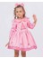 Kız Çocuk Barbie Elbisesi Bebe Yaka Uzun Kollu + Toka Hediyeli 1-8 Yaş 5