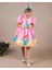 Kız Çocuk Pembe Kabarık Deniz Kızı Elbisesi Kısa Kollu Toka Hediyeli 1-8 Yaş 3