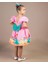 Kız Çocuk Pembe Kabarık Deniz Kızı Elbisesi Kısa Kollu Toka Hediyeli 1-8 Yaş 4