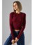 Bisiklet Yaka Penye Kompakt Esnek Kumaş Uzun Kol Bluz 21651 Bordo 1