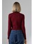 Bisiklet Yaka Penye Kompakt Esnek Kumaş Uzun Kol Bluz 21651 Bordo 4