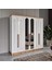 Ücretsiz Montaj - %100 MDF Flora 6 Kapaklı Aynalı Atlantik Çam Beyaz Gardırop - MDF Dolap - Elbise Dolabı 1