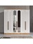 Ücretsiz Montaj - %100 MDF Flora 6 Kapaklı Aynalı Atlantik Çam Beyaz Gardırop - MDF Dolap - Elbise Dolabı 2