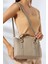 93003 Kadın Askılı Mini Tote Çanta Vizon 1