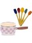Emaye Sos Tavası Pembe Dama Desen 14 Cm Ve Silikon Spatula Set 1