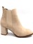 (Pine Cone) Dana Süet Topuklu Lastikli Kadın Bot Bej 3