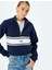 Uzun Kollu Renk Bloklu Yarım Fermuarlı Sweatshirt 1